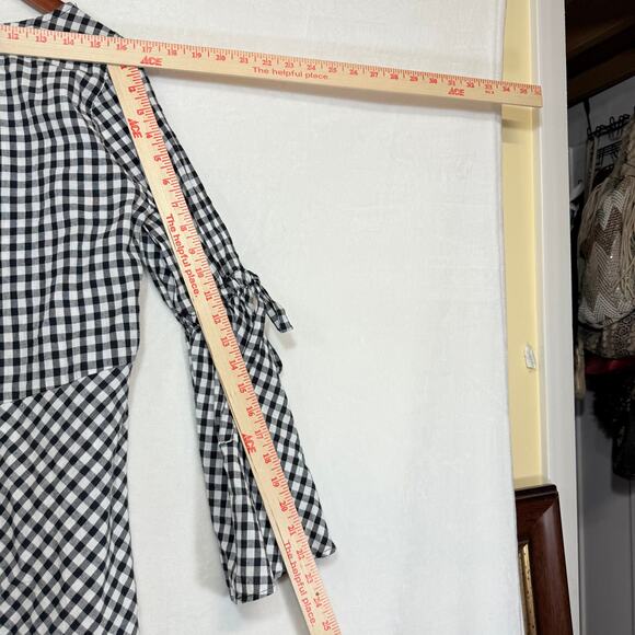 Ann Taylor Loft S Gingham Plaid Tied Bell Sleeve Top Picnic Cottage Prairie Cute - Picture 6 of 9
